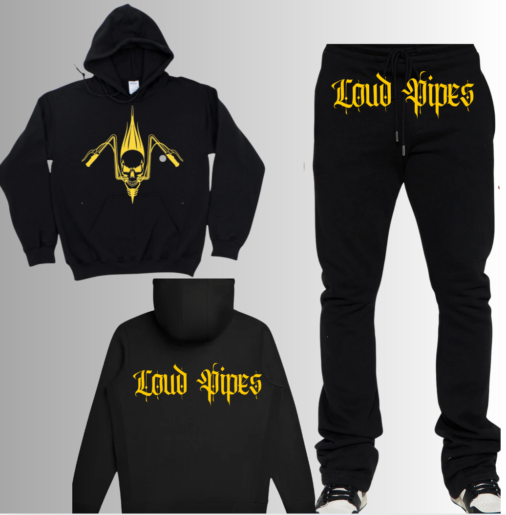 Loud Pipes Streetstyle Hoodied Sweatsuit - Black / Gold