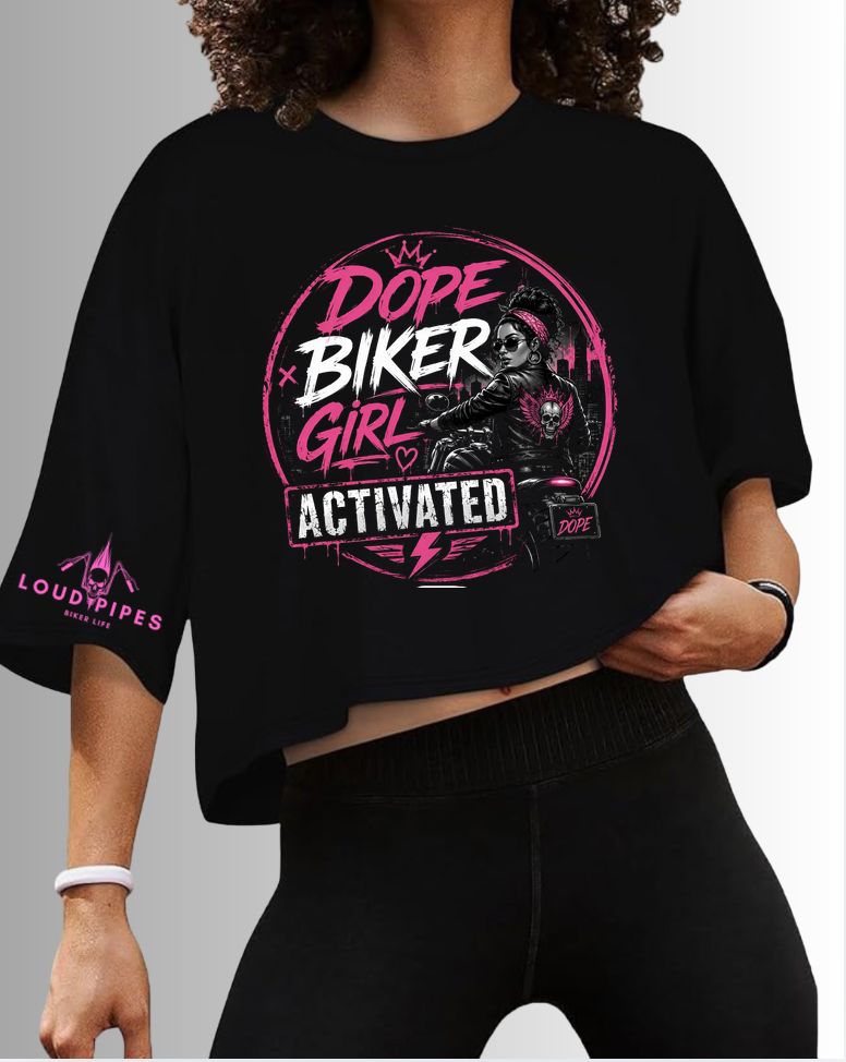 Dope Biker Girl Activated crop tee