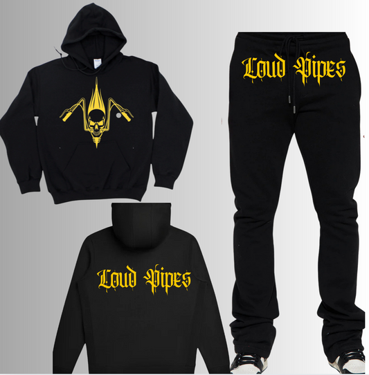 Loud Pipes Streetstyle Hoodied Sweatsuit - Black / Gold