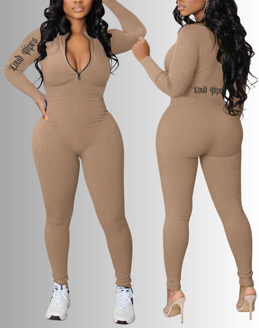 Loud Pipes Street Style Playsuit - beige