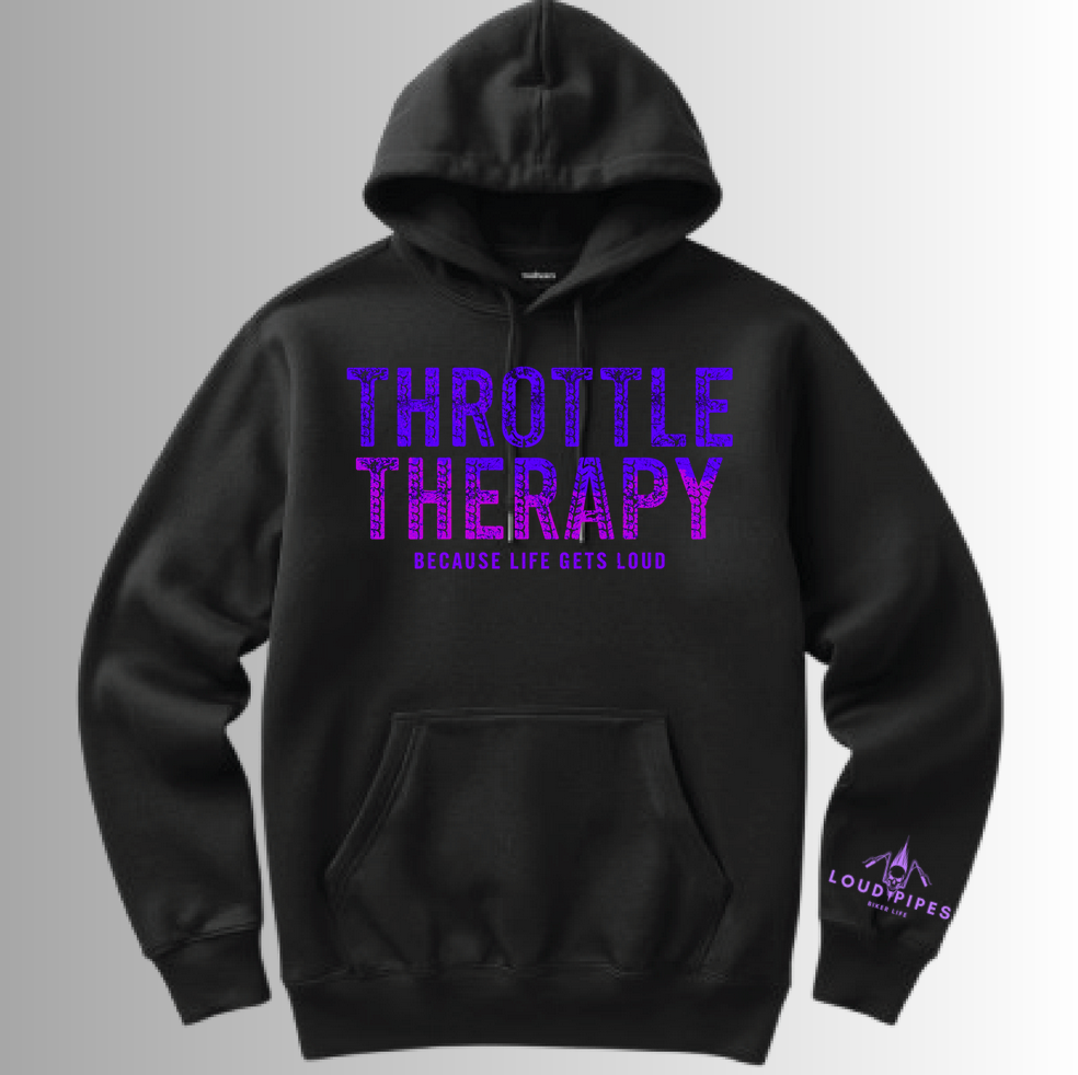 Throttle Therapy Hoodie - Black / Purple / Fuscia