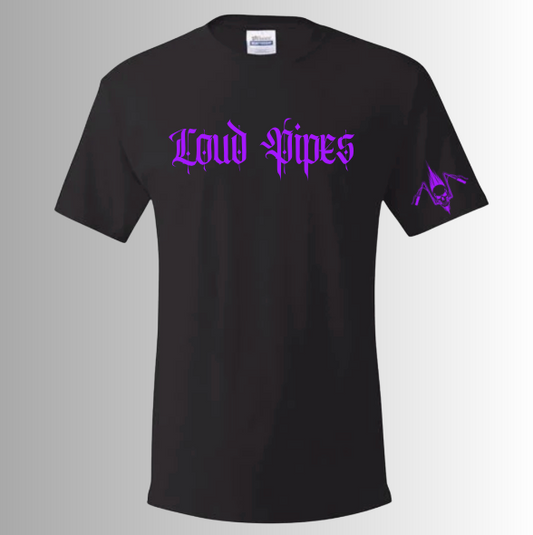 Short Sleeve Loud Pipes Street Style Tee - purple
