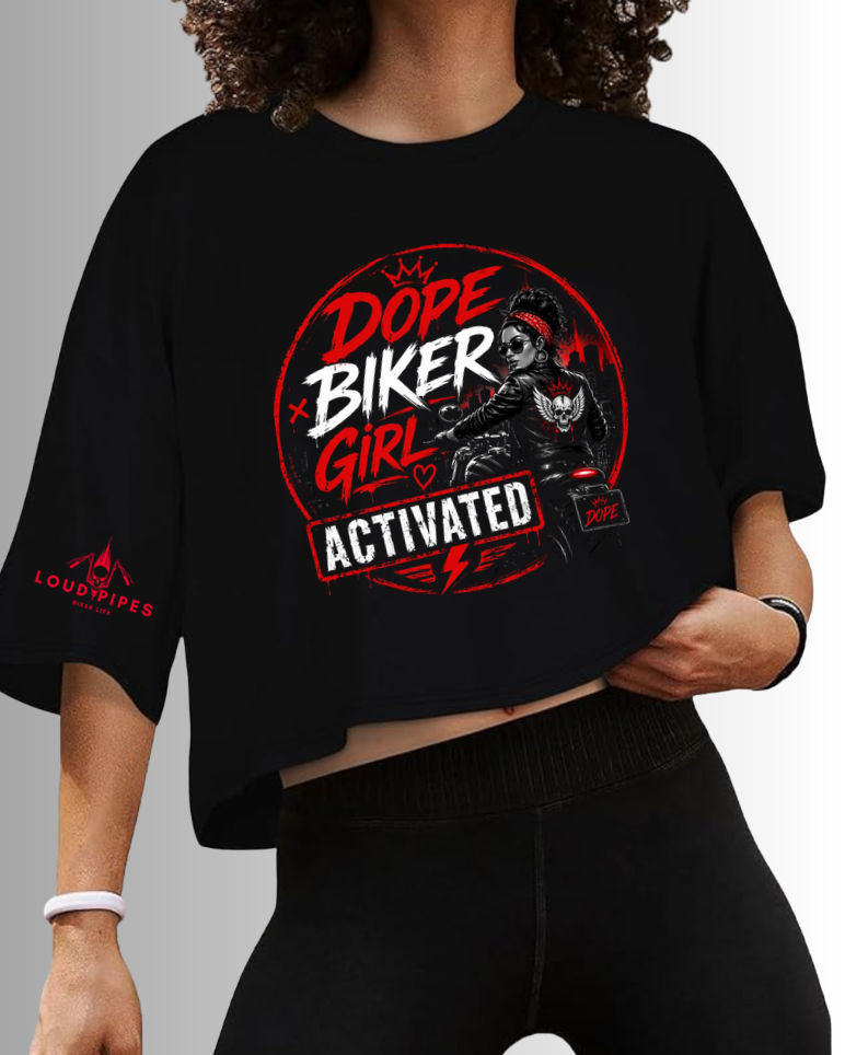 Dope Biker Girl Activated crop tee