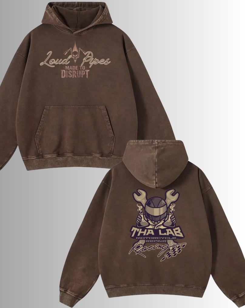 Brown Washed Hoodie: The Grease & Grit Hoodie