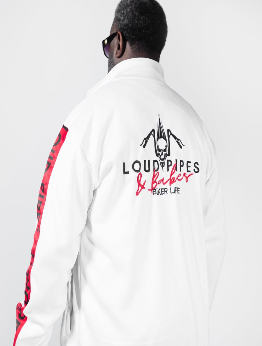 Loud Pipes & Babes OG Track Suit- White